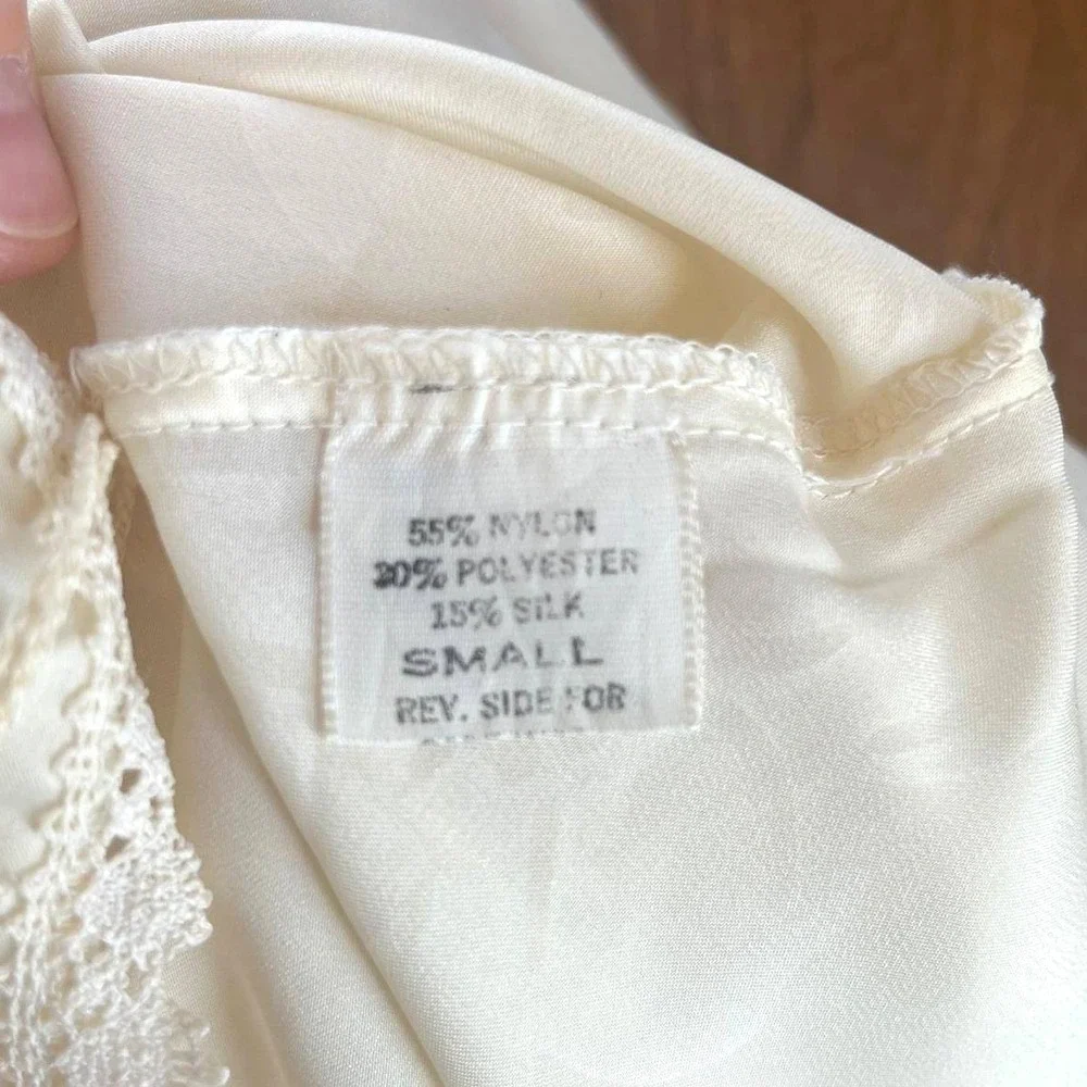 Vintage Silk‎ Blend Nightgown Slip Dress Cream Small Coquette Bridal Balletcore - Picture 7 of 8